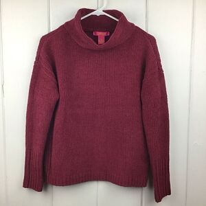 Catherine Malandrino Chenille Sweater Burgundy Cowl Neck, Size XS‎